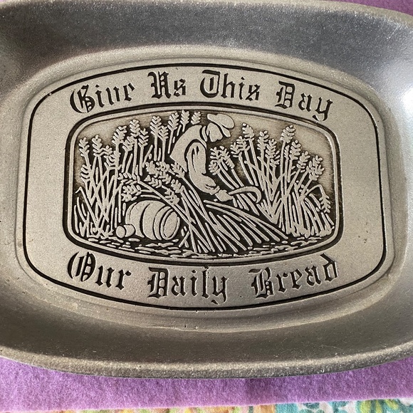 Vintage Pewtarex York Pennsylvania Prayer Message Pewter Platter Tray - Picture 2 of 7